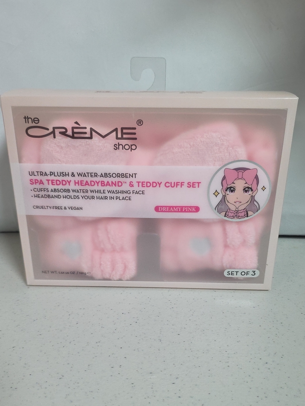 the Crème Shop Dreamy Pink Spa Teddy Headband & Cuff Set - 3‎ Piece